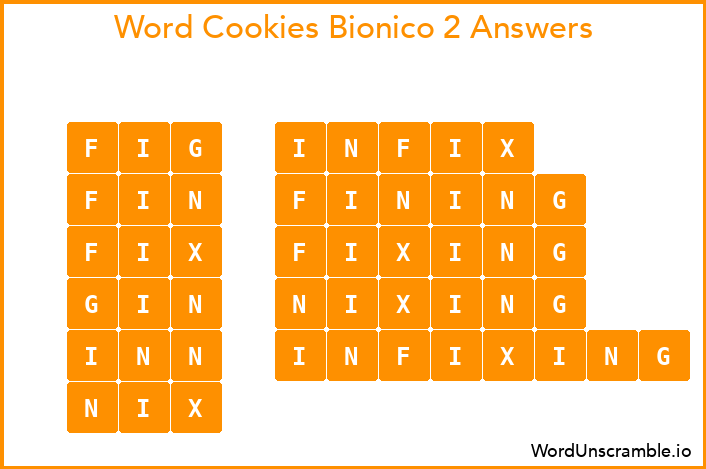 Word Cookies Bionico 2 Answers