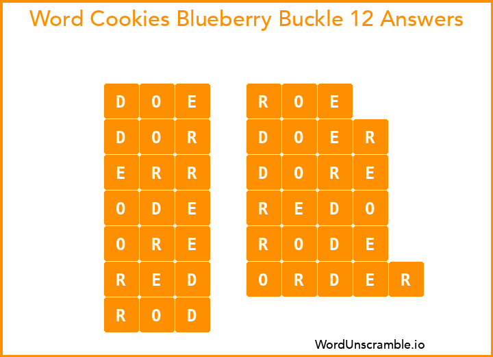 Word Cookies Blueberry Buckle 12 Answers