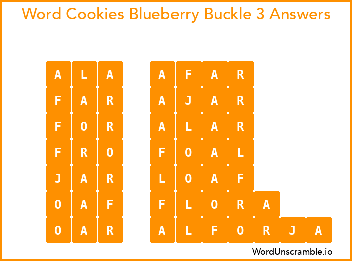 Word Cookies Blueberry Buckle 3 Answers
