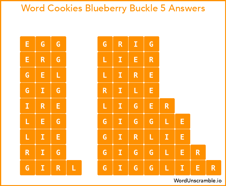 Word Cookies Blueberry Buckle 5 Answers