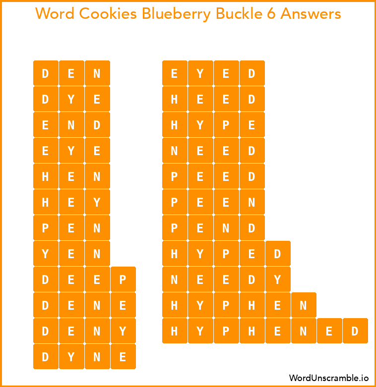 Word Cookies Blueberry Buckle 6 Answers