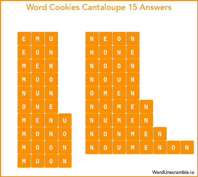 Word Cookies Cantaloupe 15 Answers