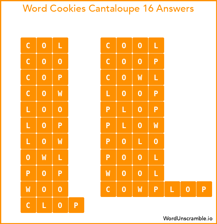 Word Cookies Cantaloupe 16 Answers