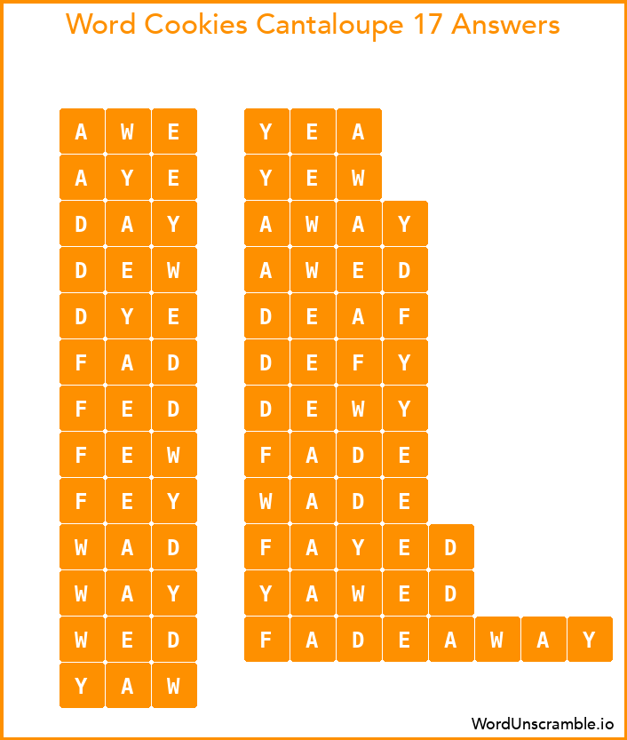 Word Cookies Cantaloupe 17 Answers