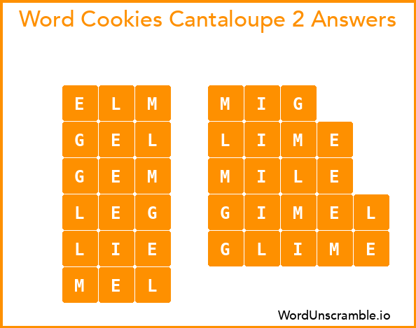 Word Cookies Cantaloupe 2 Answers