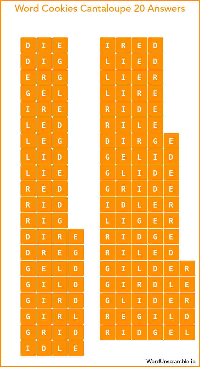 Word Cookies Cantaloupe 20 Answers