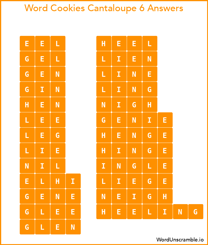 Word Cookies Cantaloupe 6 Answers