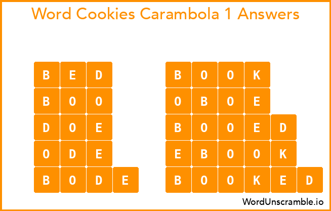 Word Cookies Carambola 1 Answers