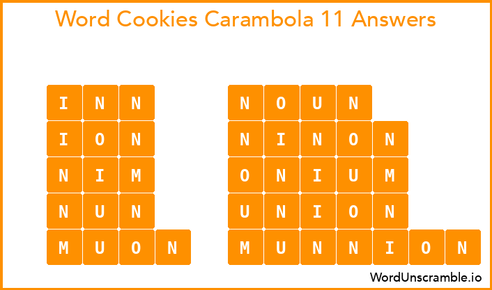 Word Cookies Carambola 11 Answers