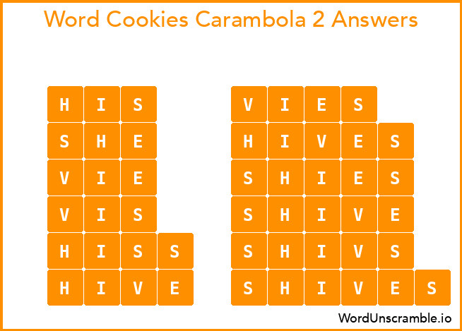 Word Cookies Carambola 2 Answers