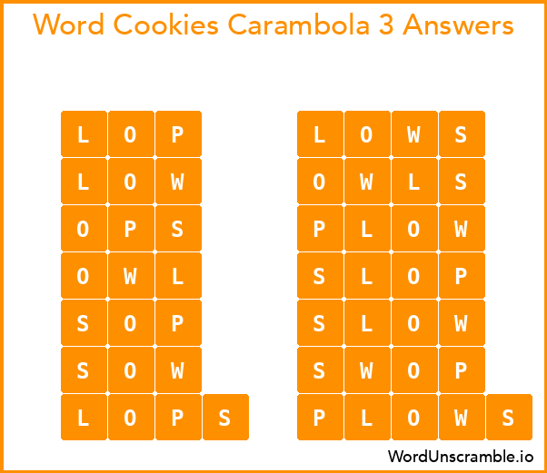 Word Cookies Carambola 3 Answers