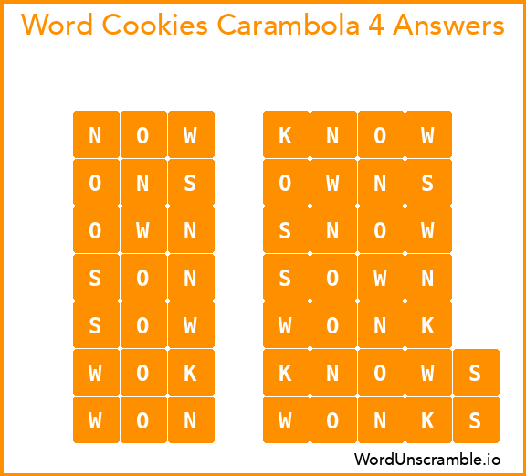Word Cookies Carambola 4 Answers