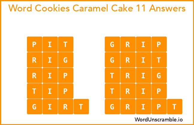 Word Cookies Caramel Cake 11 Answers
