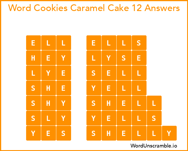 Word Cookies Caramel Cake 12 Answers
