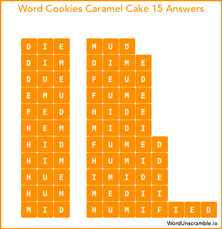 Word Cookies Caramel Cake 15 Answers