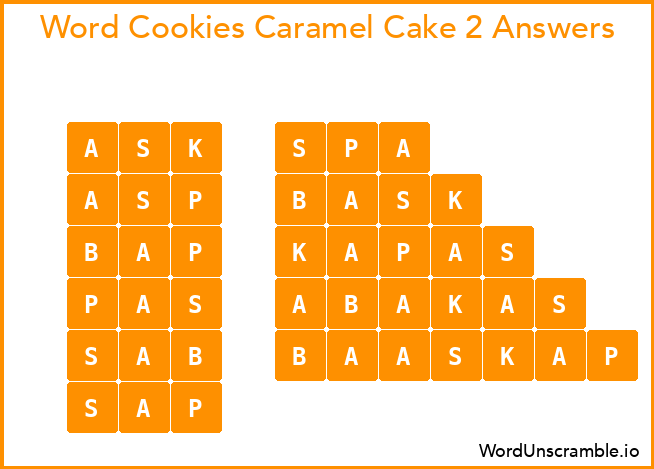 Word Cookies Caramel Cake 2 Answers