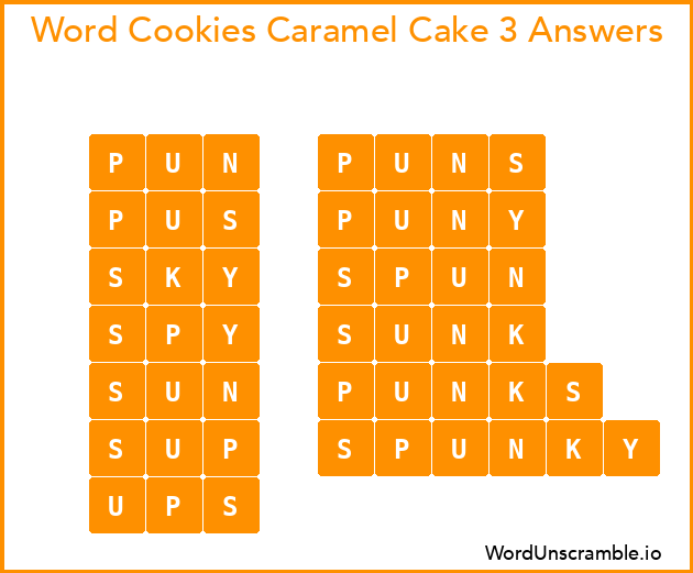 Word Cookies Caramel Cake 3 Answers