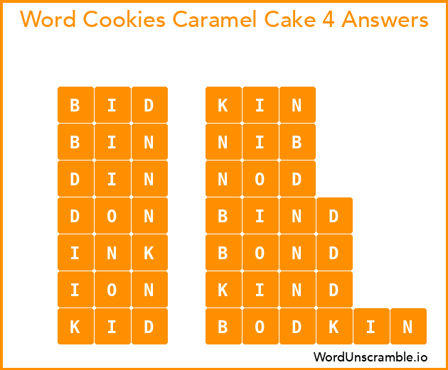 Word Cookies Caramel Cake 4 Answers