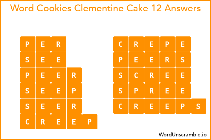 Word Cookies Clementine Cake 12 Answers