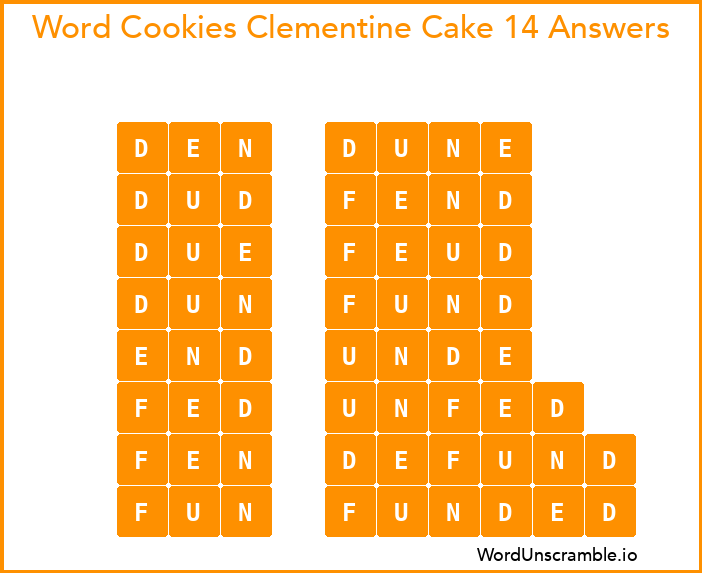 Word Cookies Clementine Cake 14 Answers
