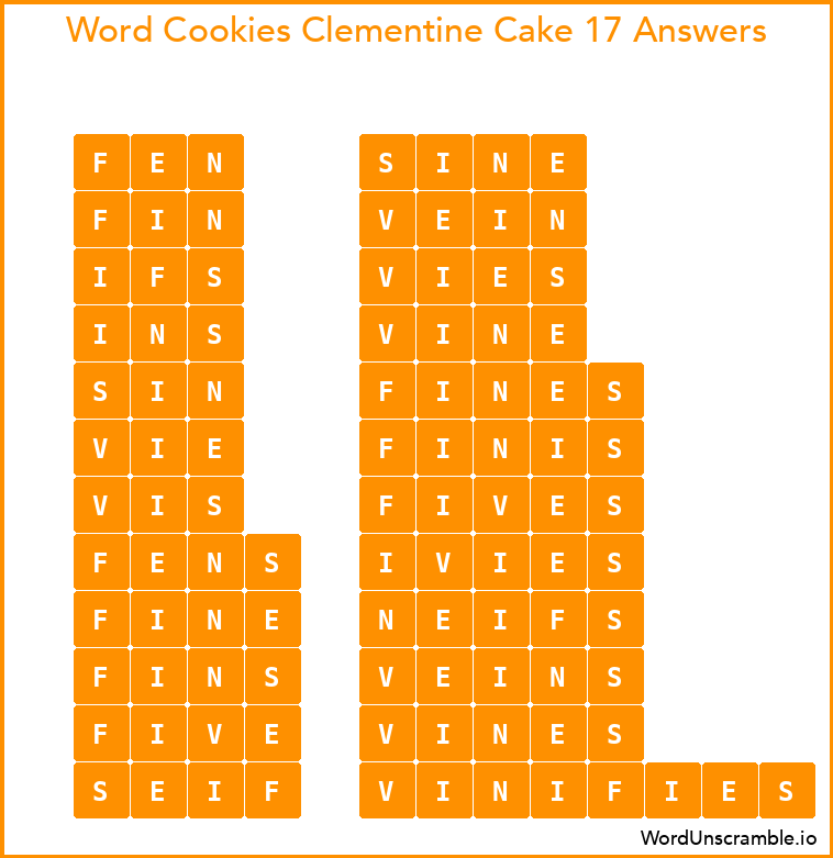 Word Cookies Clementine Cake 17 Answers
