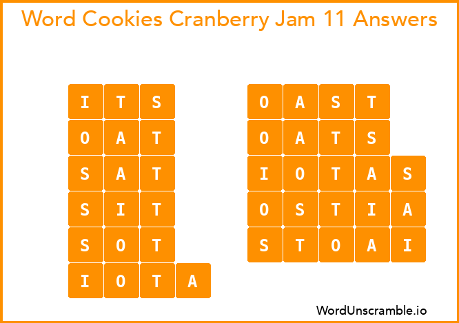 Word Cookies Cranberry Jam 11 Answers