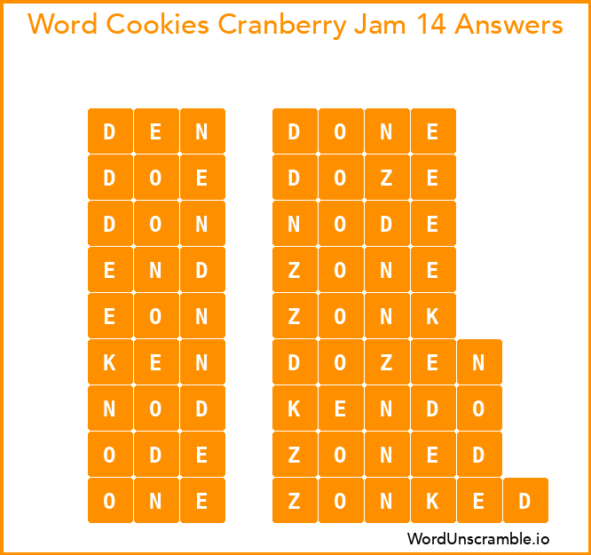Word Cookies Cranberry Jam 14 Answers