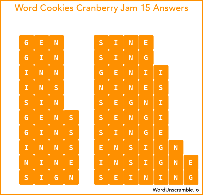 Word Cookies Cranberry Jam 15 Answers