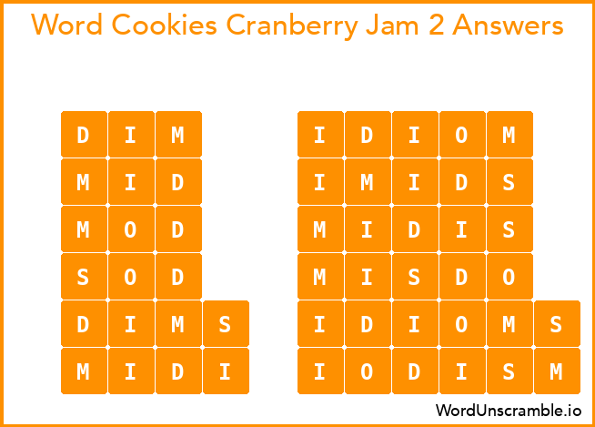 Word Cookies Cranberry Jam 2 Answers