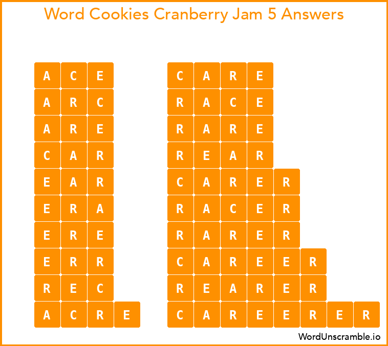 Word Cookies Cranberry Jam 5 Answers