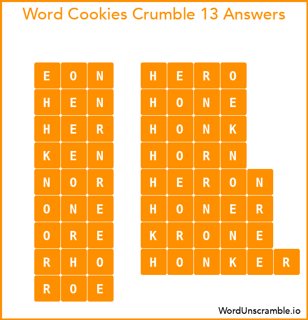 Word Cookies Crumble 13 Answers