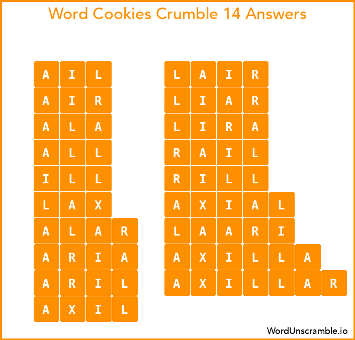 Word Cookies Crumble 14 Answers