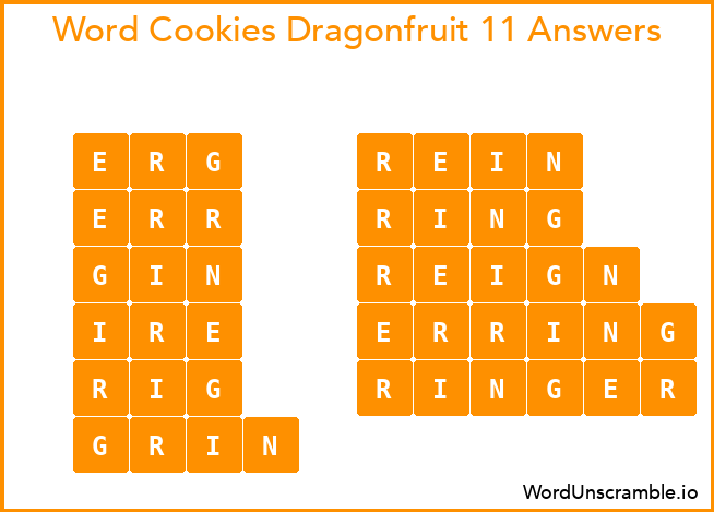 Word Cookies Dragonfruit 11 Answers