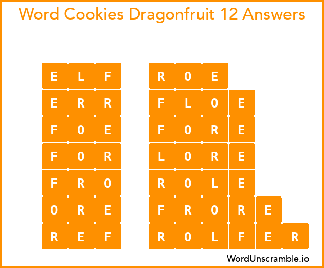 Word Cookies Dragonfruit 12 Answers