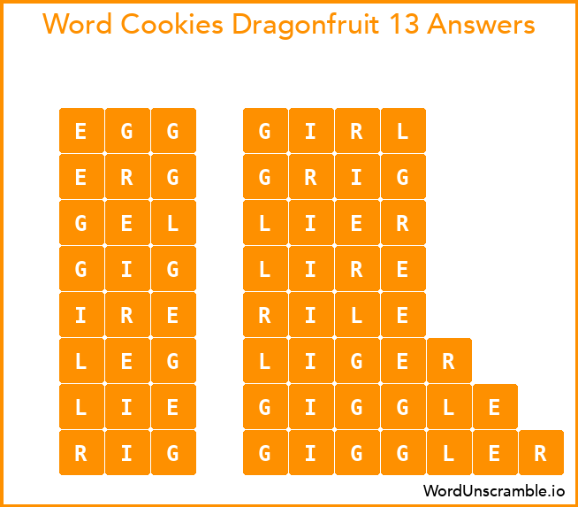 Word Cookies Dragonfruit 13 Answers