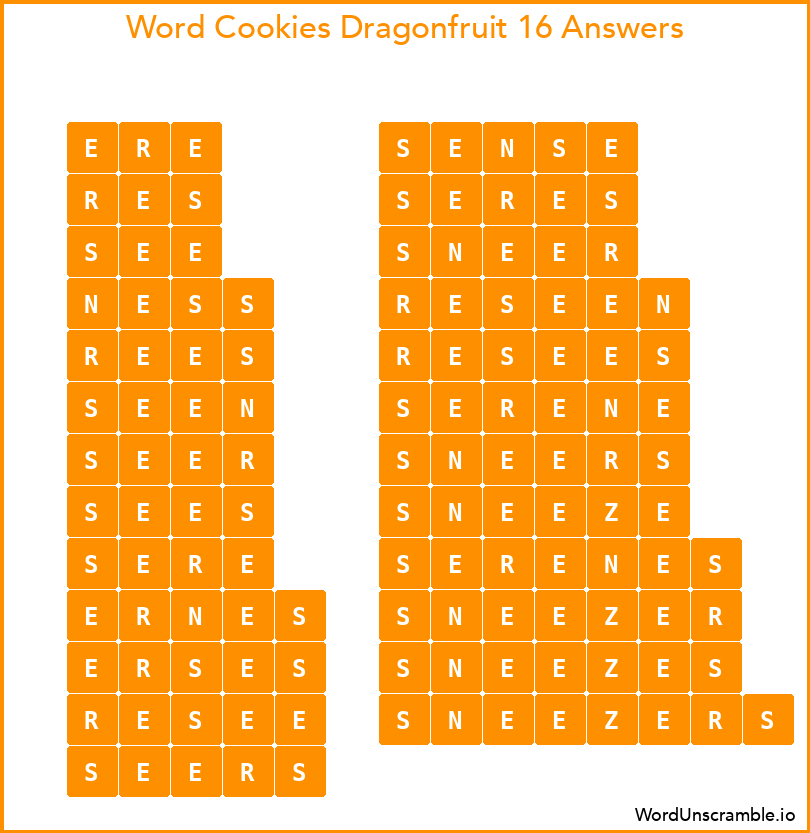 Word Cookies Dragonfruit 16 Answers