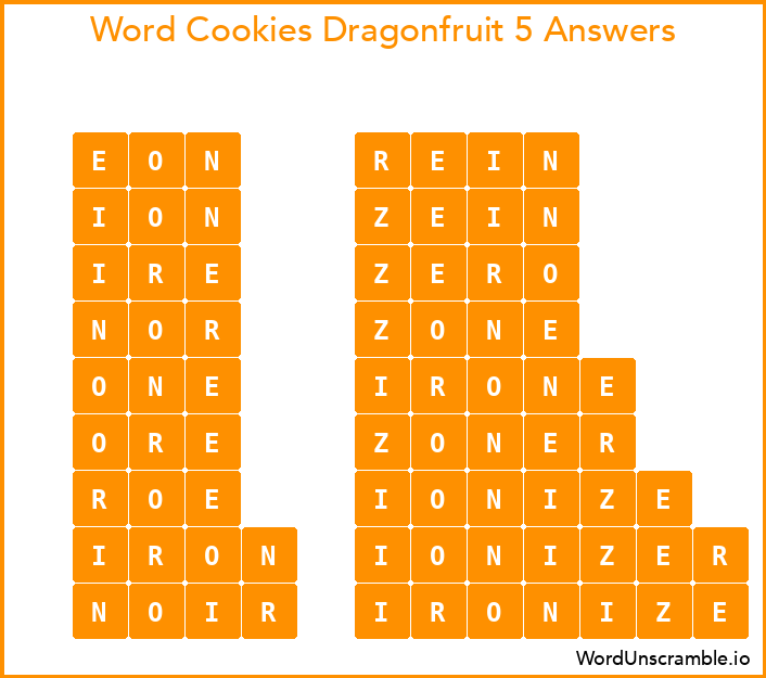 Word Cookies Dragonfruit 5 Answers