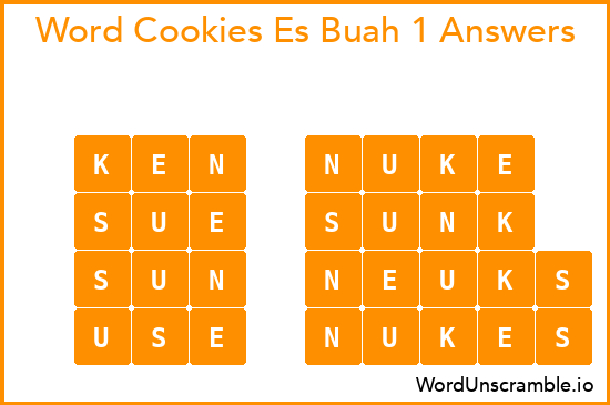 Word Cookies Es Buah 1 Answers