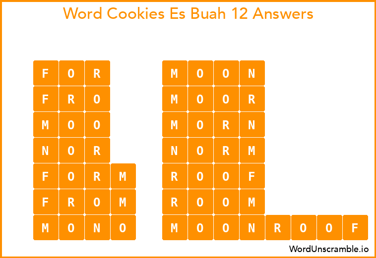 Word Cookies Es Buah 12 Answers