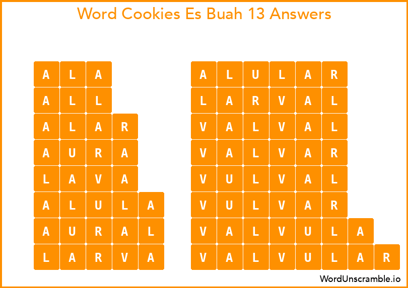 Word Cookies Es Buah 13 Answers