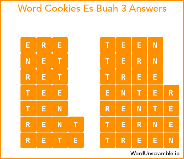 Word Cookies Es Buah 3 Answers