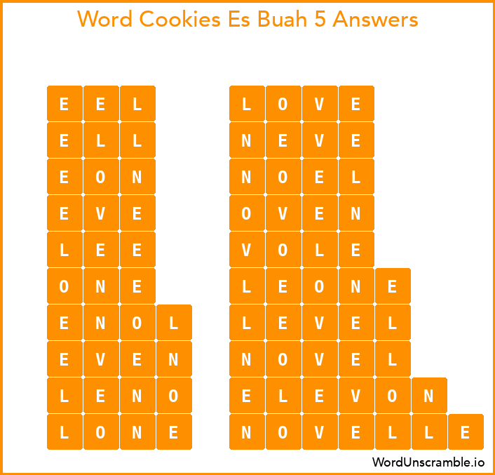 Word Cookies Es Buah 5 Answers