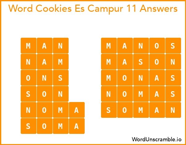 Word Cookies Es Campur 11 Answers