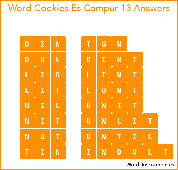 Word Cookies Es Campur 13 Answers