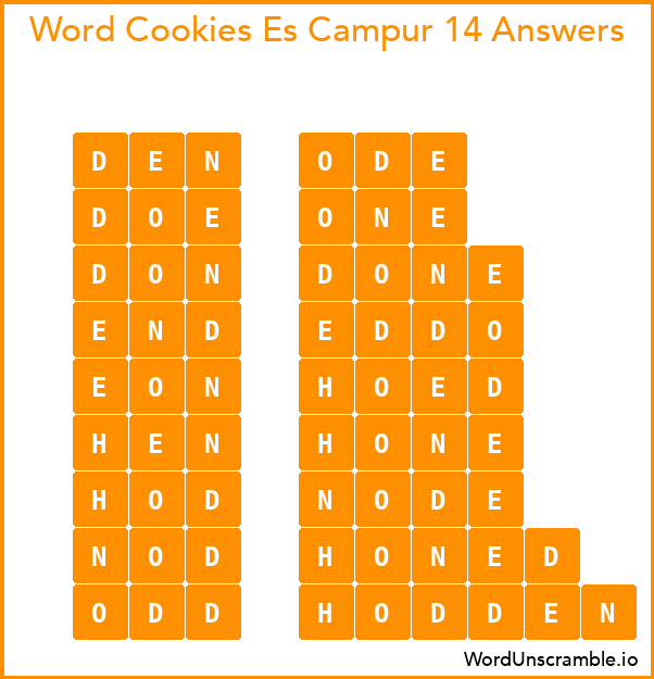 Word Cookies Es Campur 14 Answers