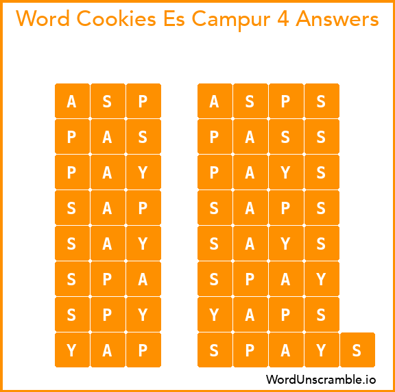 Word Cookies Es Campur 4 Answers