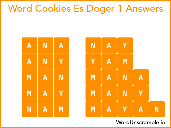 Word Cookies Es Doger 1 Answers