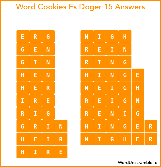 Word Cookies Es Doger 15 Answers
