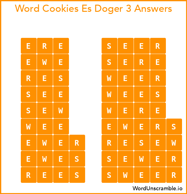 Word Cookies Es Doger 3 Answers