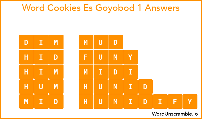 Word Cookies Es Goyobod 1 Answers